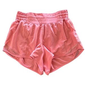 Lululemon Running Shorts Lined Size 4 Color Coral Zip Side Pocket